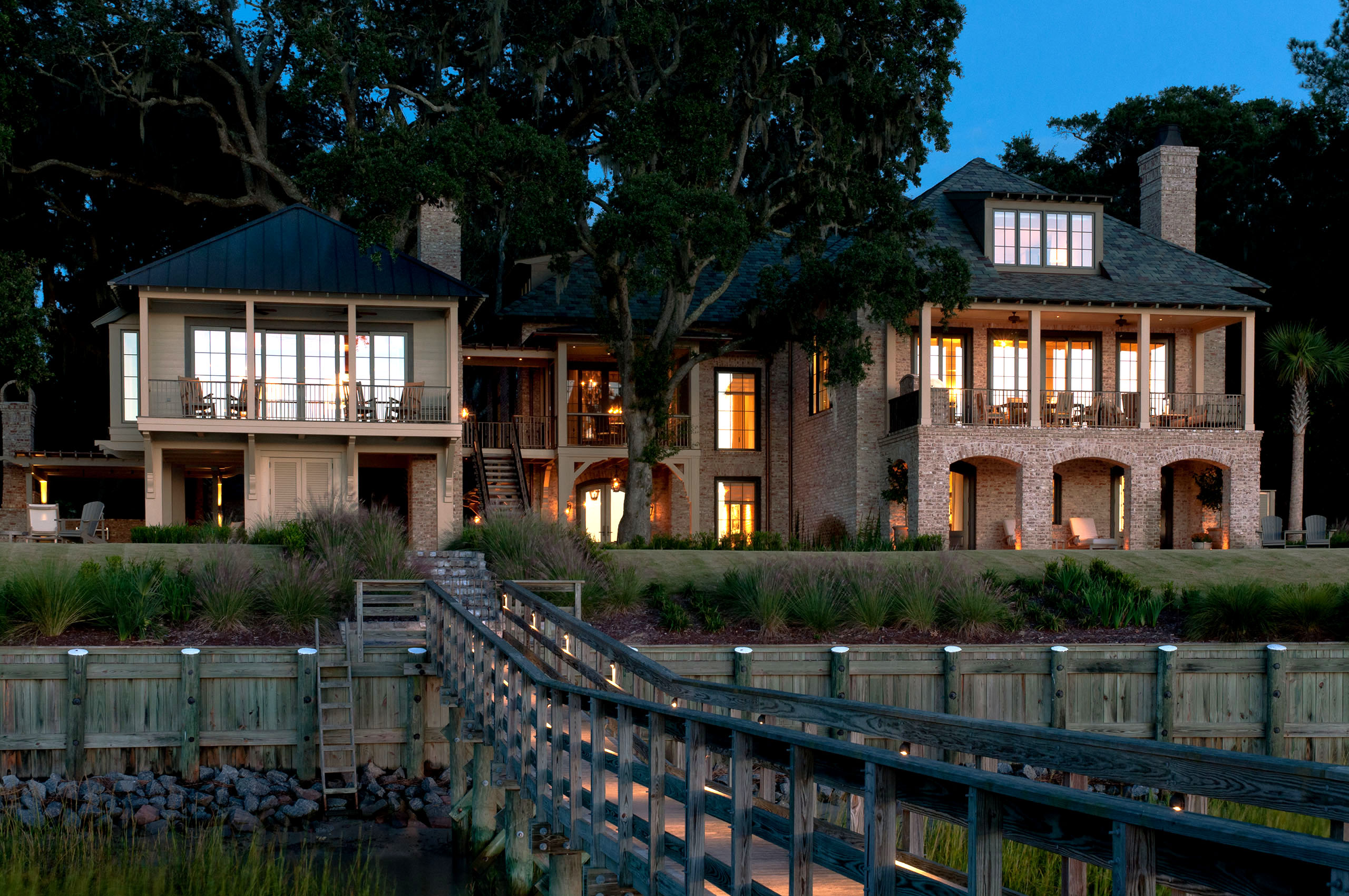 South Carolina Residence Rear Elevation from Boat Dock  